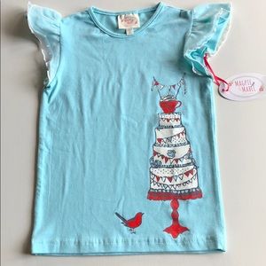 Magpie & Mabel | Tea & Cake Blue Ruffle Tee | 6